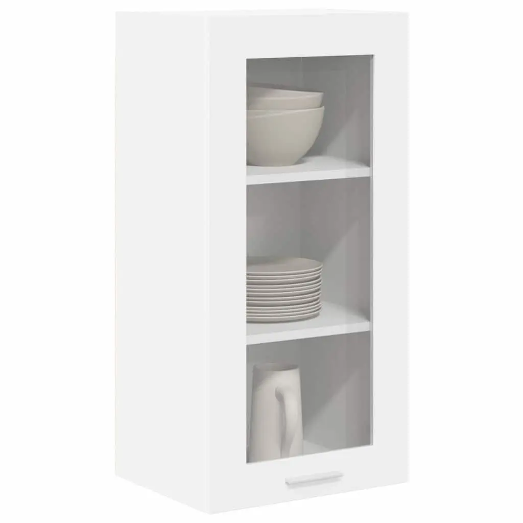 Hanging Kitchen Cabinet with Door White Storage Organizer Modern Furniture