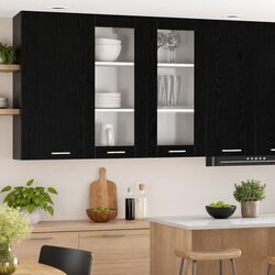 Stylish Black Oak Kitchen Cabinet for Enhanced Storage 40x31x80cm