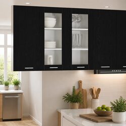 Elevate Your Kitchen with 2 Black Oak Cabinets