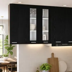 Space-Saving Black Oak Hanging Cabinet for Your Kitchen