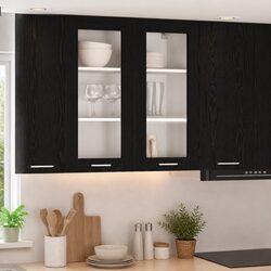 Black Oak Wall-Mounted Kitchen Cabinet for a Stylish Space