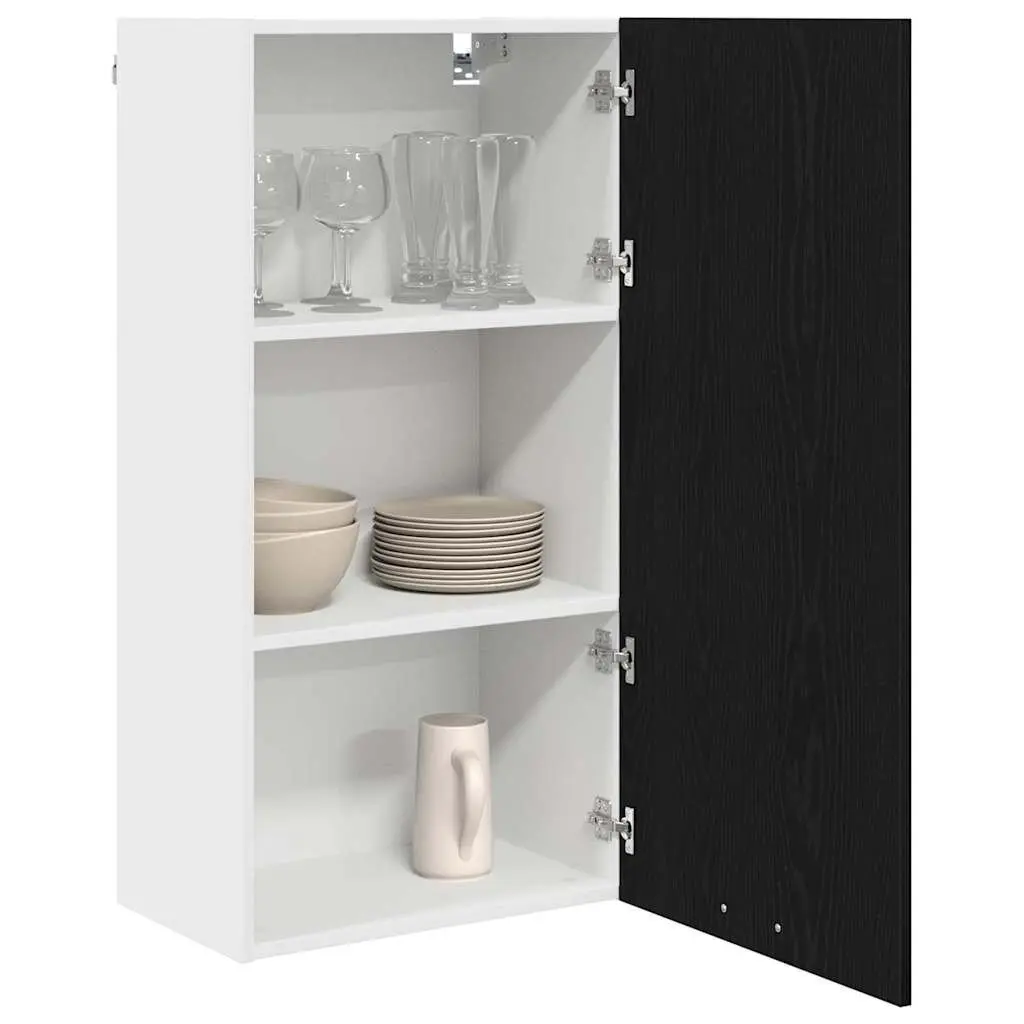 Hanging Kitchen Cabinet 50x31x100cm Modern Storage Black Oak White