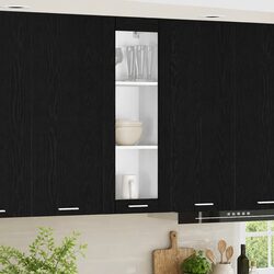 Elevate Your Kitchen with a Black Oak Hanging Cabinet