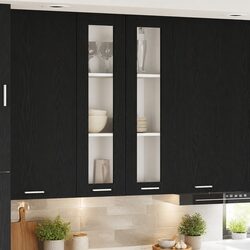 Organize Your Kitchen with Modern Black Oak Cabinet 60x31x100cm