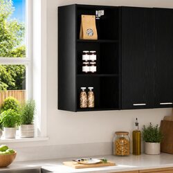 Enhance Your Kitchen with a Black Oak Hanging Cabinet