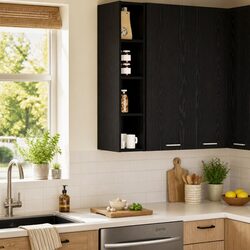 Transform Your Kitchen Space with Black Oak Wall Unit