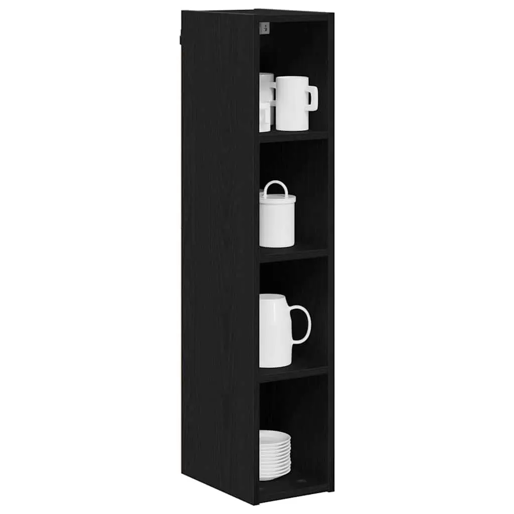 Hanging Kitchen Cabinet Black Oak Modern Storage Engineered Wood Wall Unit