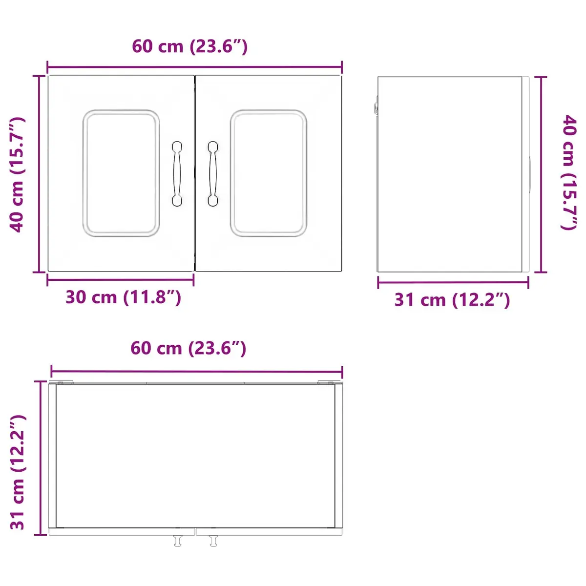Kitchen Cabinet 60x31x40cm Engineered Wood White Storage Unit