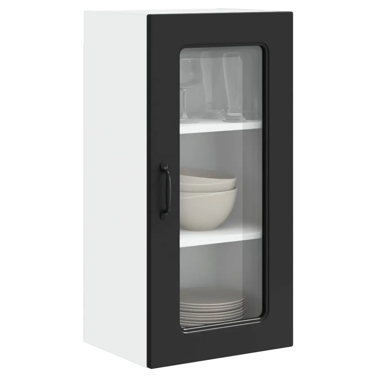Black Engineered Wood Kitchen Cabinet Storage Cupboard for Dishwashing Essentials 40x31x80cm