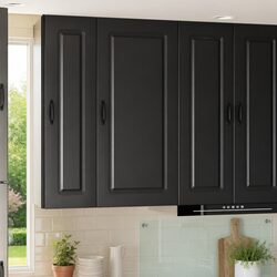 Black Kitchen Dishwasher Panel Cabinet Storage Engineered Wood 50 x 31 x 100 cm