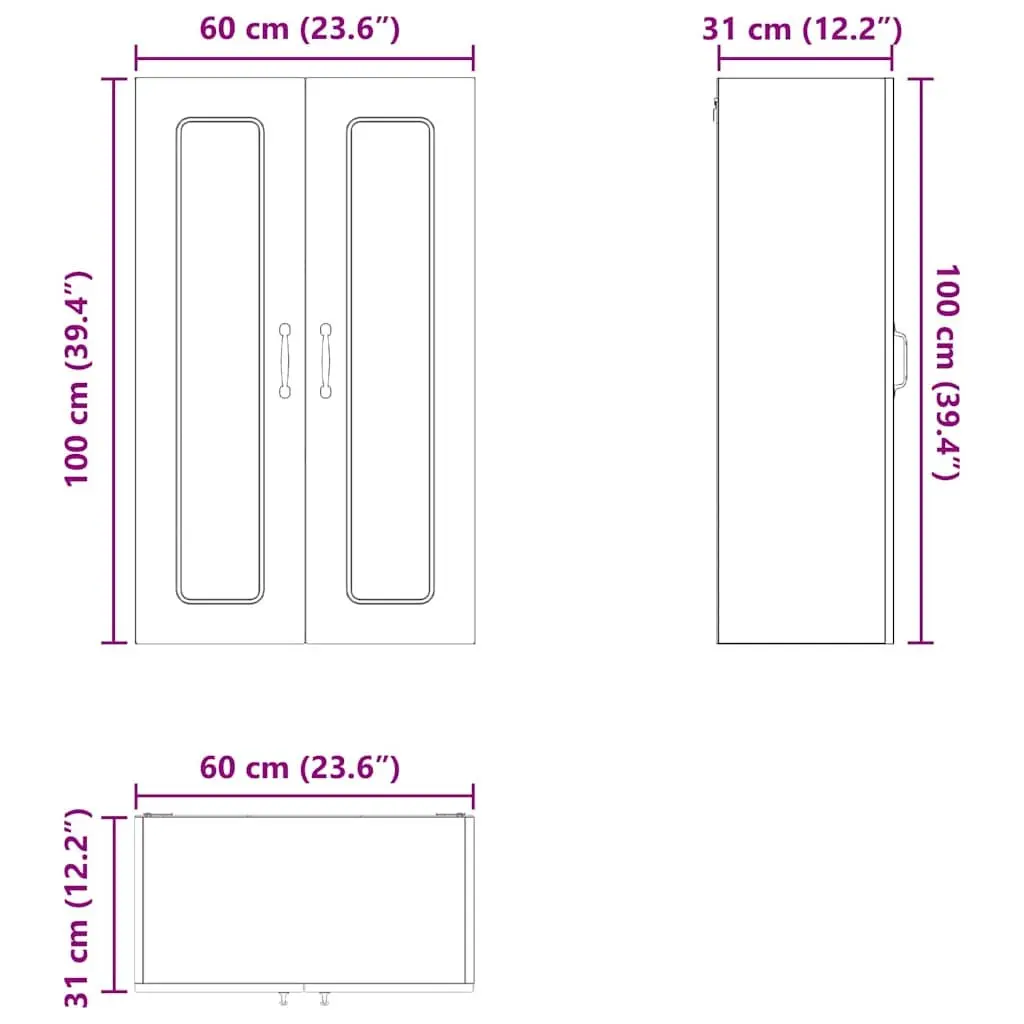 Dishwasher Panel Kitchen Cabinet 60x31x100cm High Gloss White Storage Cupboard