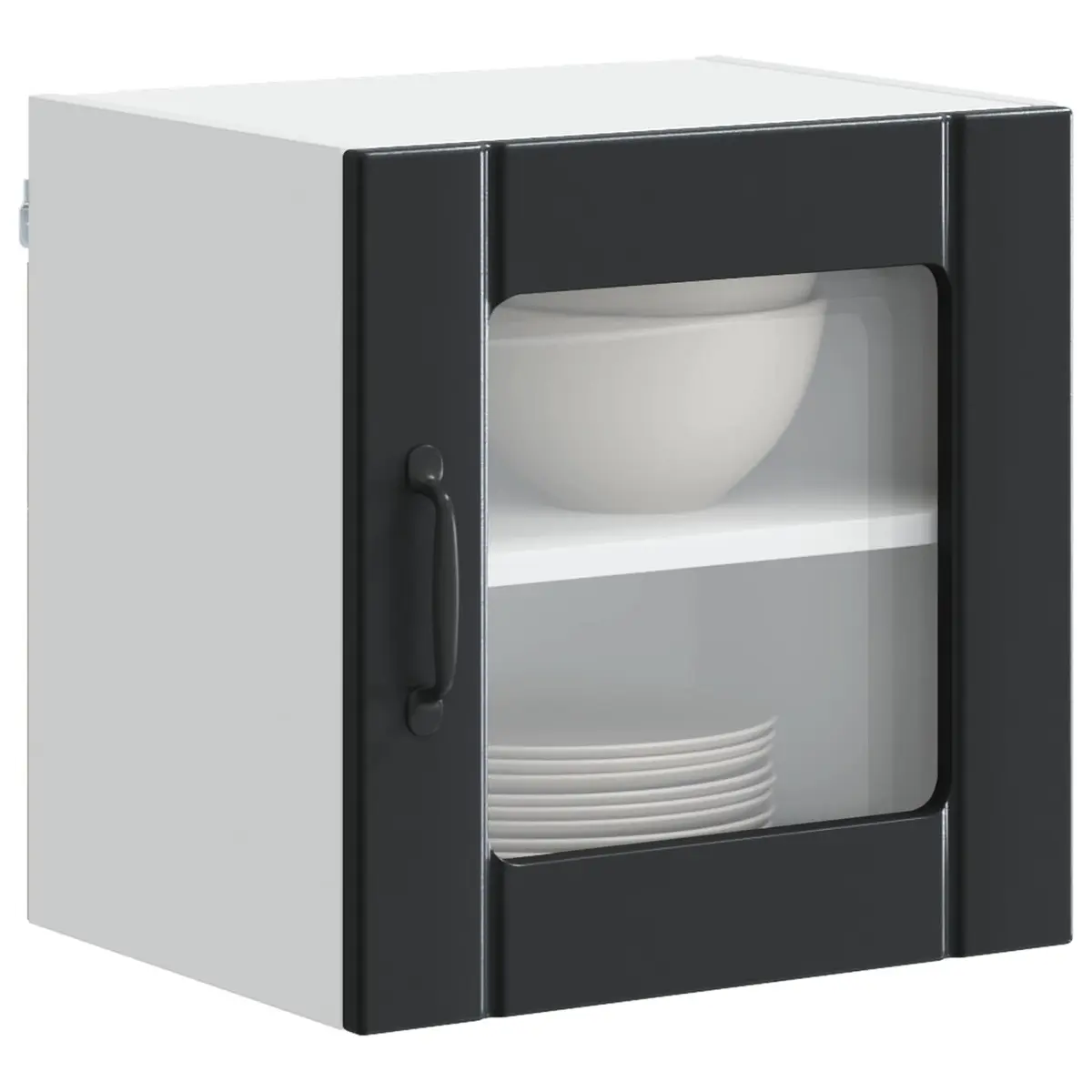 Wall Glass Cabinet 40 x 31 x 40 cm 2 Piece Black Wall-Mounted Storage Shelving Unit