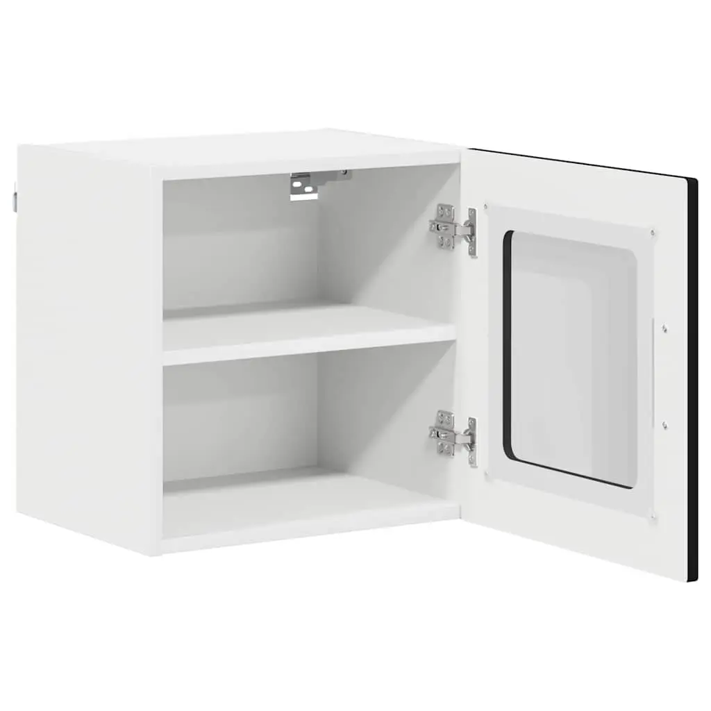 Wall Glass Cabinet 40 x 31 x 40 cm 2 Piece Black Wall-Mounted Storage Shelving Unit