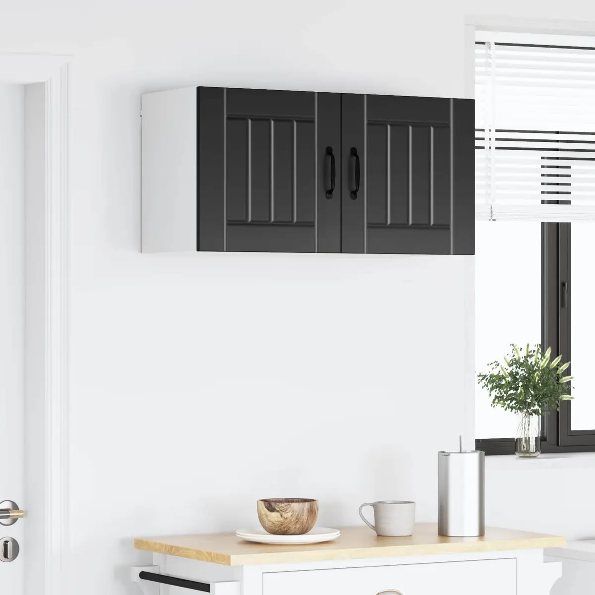 Wall Cabinet 40 x 31 x 40 cm Engineered Wood 2 Pieces Black Kitchen Storage