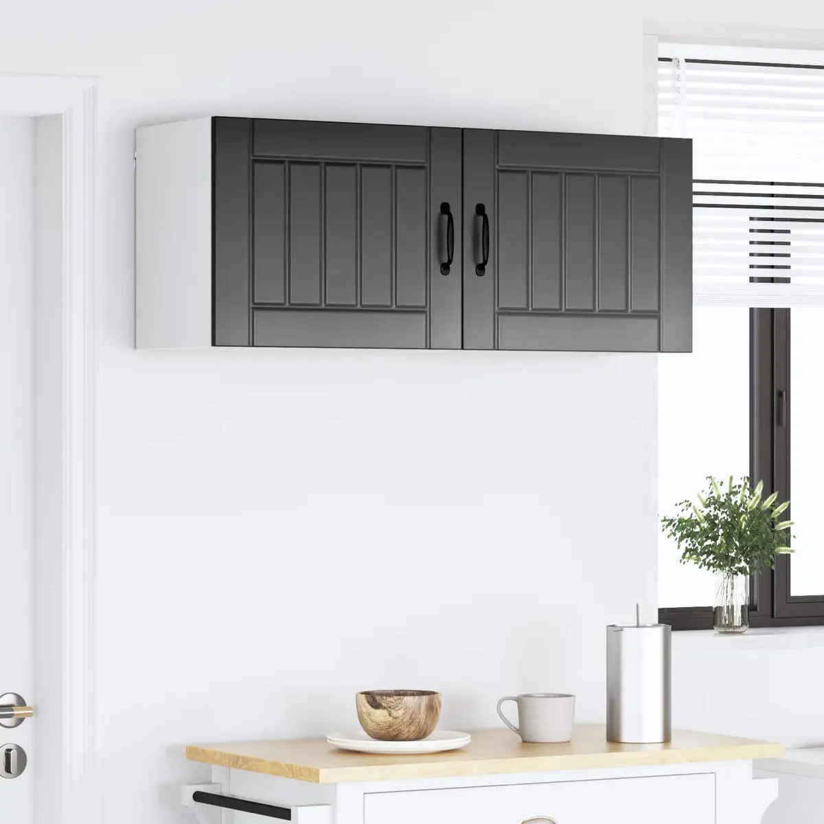 Wall Cabinet Set 2 pcs Black Engineered Wood 50 x 31 x 40 cm Modern Kitchen Storage