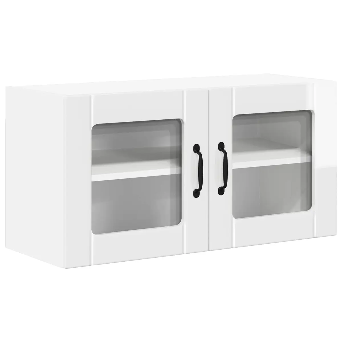 Wall Glass Cabinet 80cm High Gloss White Modern Storage Kitchen Furniture