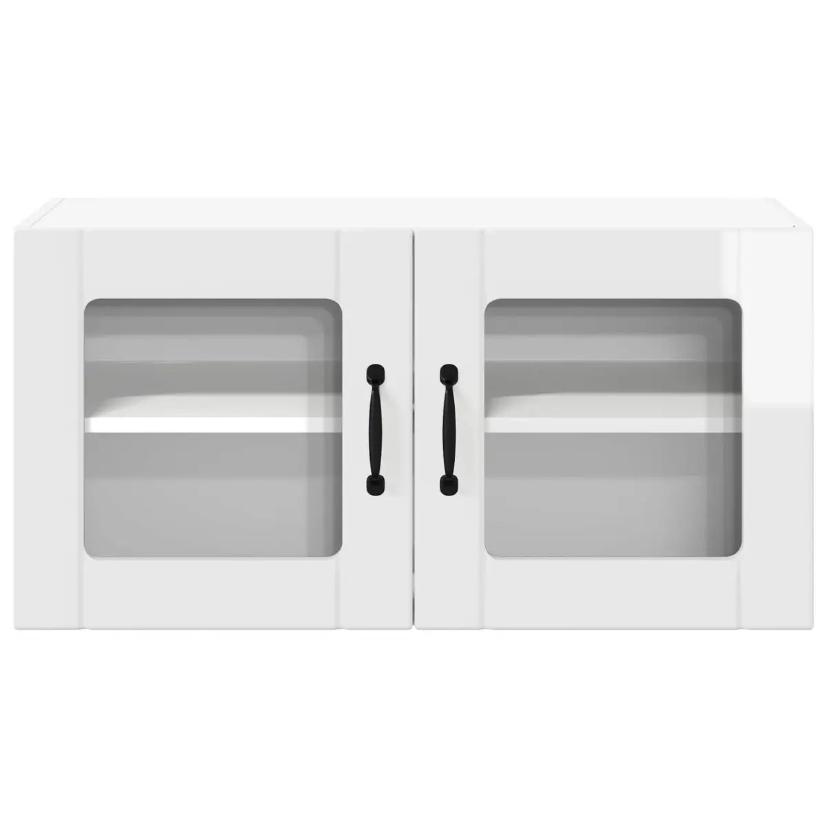 Wall Glass Cabinet 80cm High Gloss White Modern Storage Kitchen Furniture