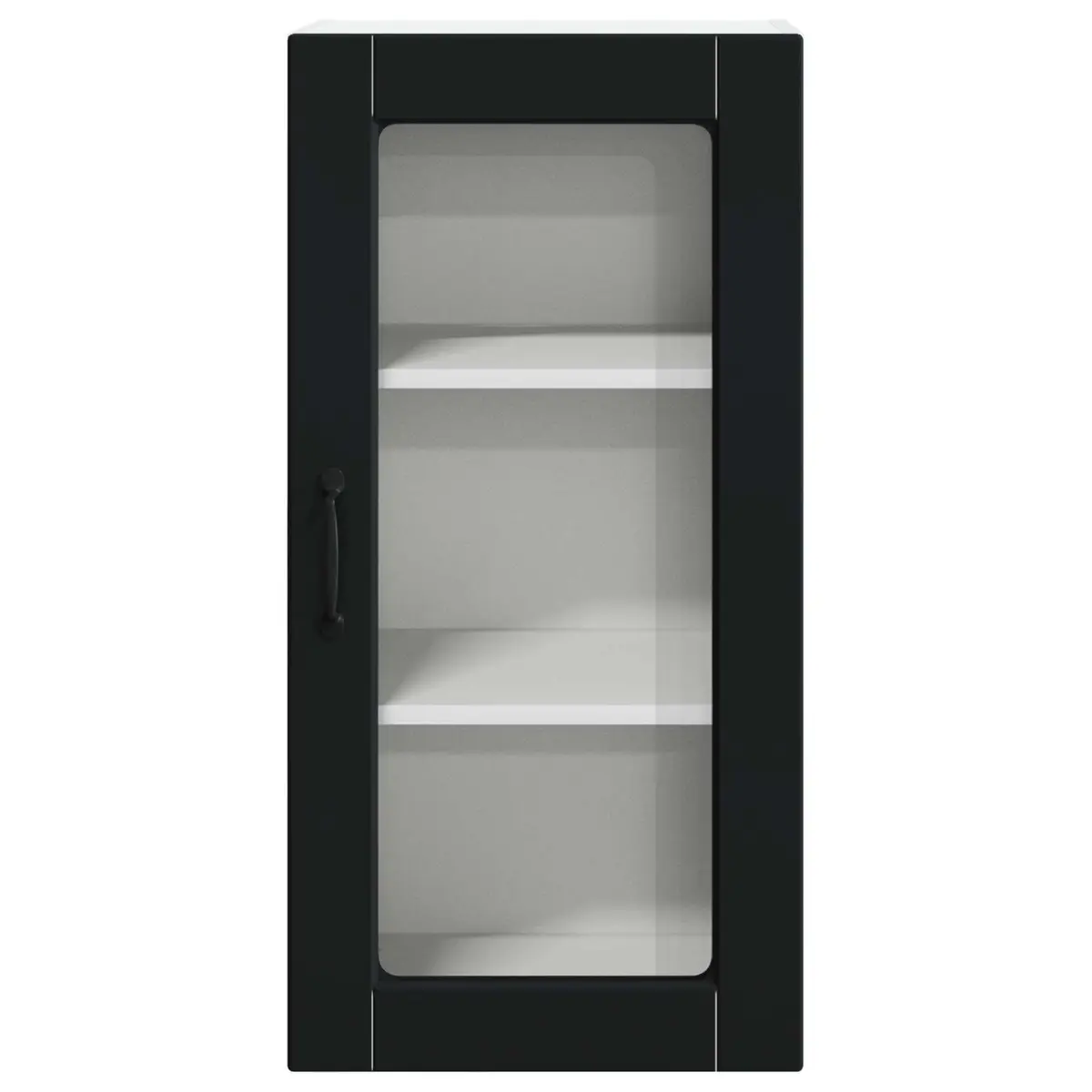 Wall Glass Cabinet 40 x 31 x 80 cm Black Engineered Wood Modern Kitchen Storage