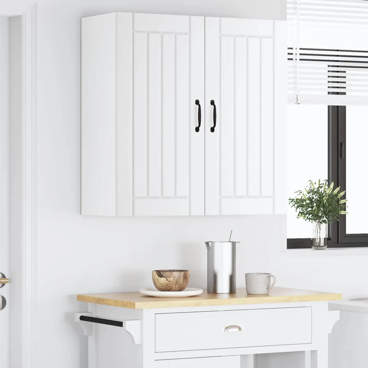 Wall Cabinet 80x31x80cm White Engineered Wood Modern Kitchen Storage