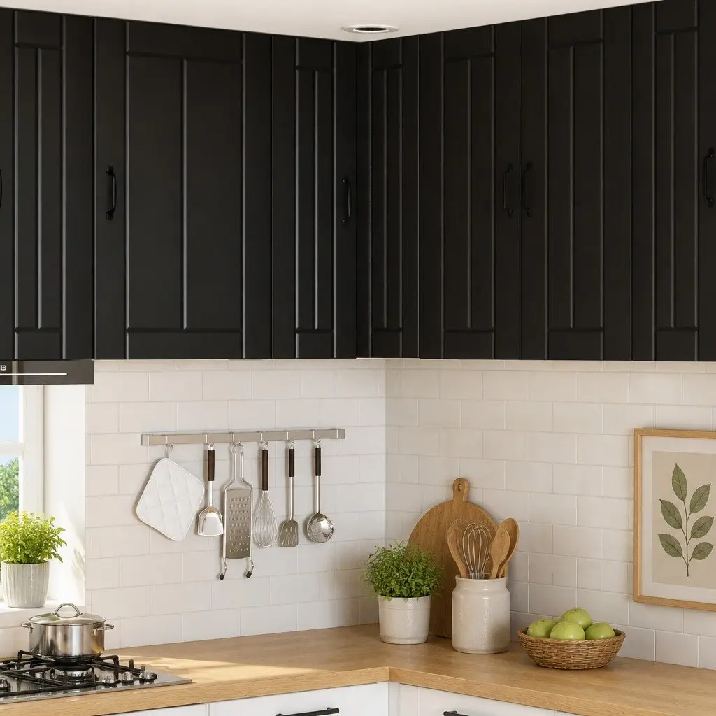 Wall Corner Cabinet 57x57x80cm Black Engineered Wood Kitchen Storage Furniture
