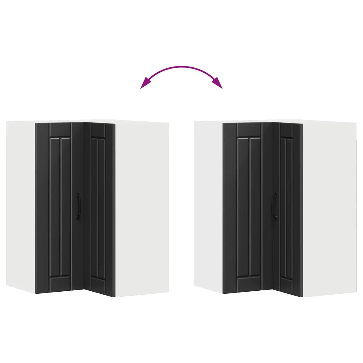 Wall Corner Cabinet 57x57x80cm Black Engineered Wood Kitchen Storage Furniture
