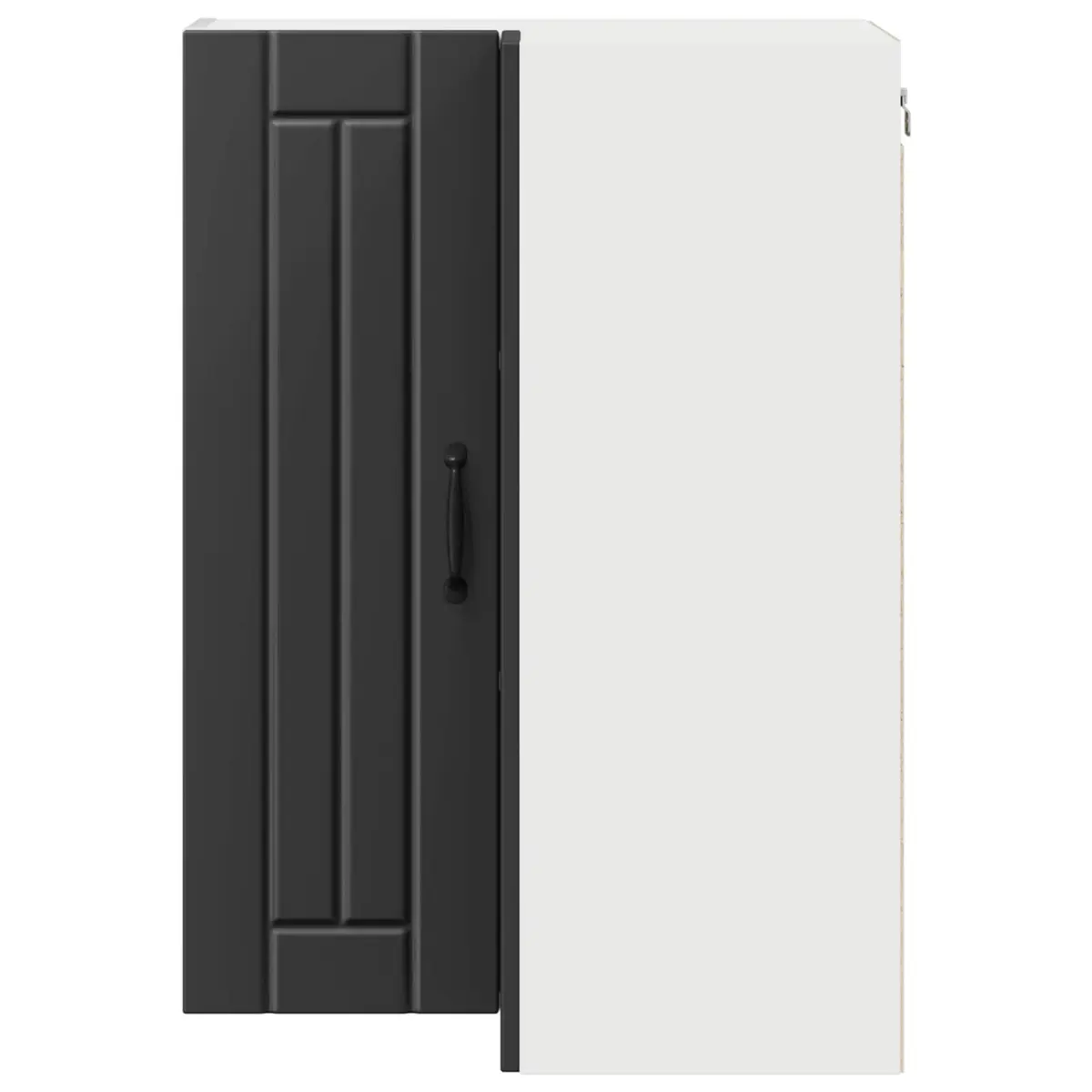 Wall Corner Cabinet 57x57x80cm Black Engineered Wood Kitchen Storage Furniture