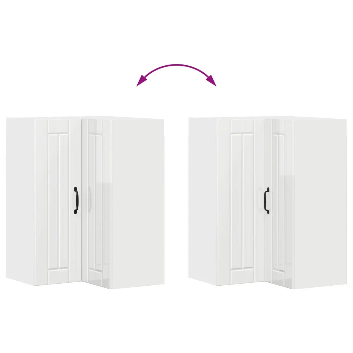 Wall Corner Cabinet High Gloss White Engineered Wood Modern Kitchen Storage Unit