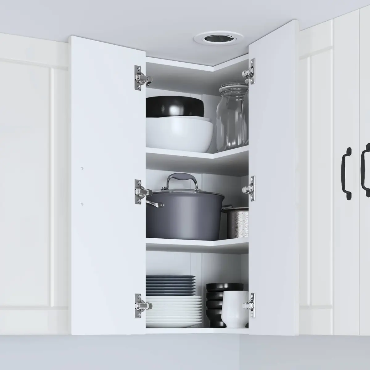 Wall Corner Cabinet High Gloss White Engineered Wood Modern Kitchen Storage Unit