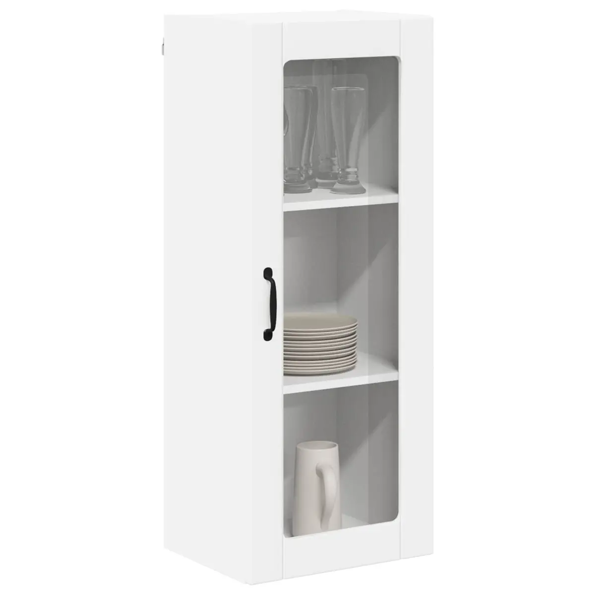 Wall Glass Cabinet 40 x 31 x 100 cm White Engineered Wood Modern Kitchen Storage Unit