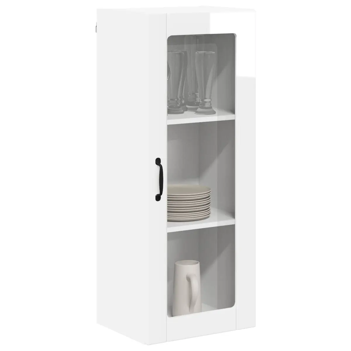 Wall Glass Cabinet High Gloss White Modern Kitchen Storage Dishwasher Panel