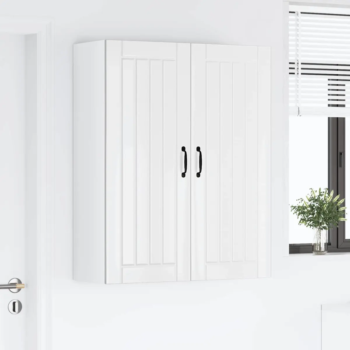 Wall Cabinet High Gloss White Kitchen Storage Engineered Wood 80 x 31 x 100 cm