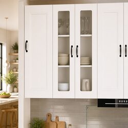 Wall Glass Cabinet White 60x31x100cm Kitchen Storage Engineered Wood Display