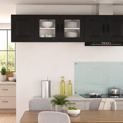 Wall Glass Cabinet Black Kitchen Storage 2 Pieces 40 x 31 x 40 cm Modern