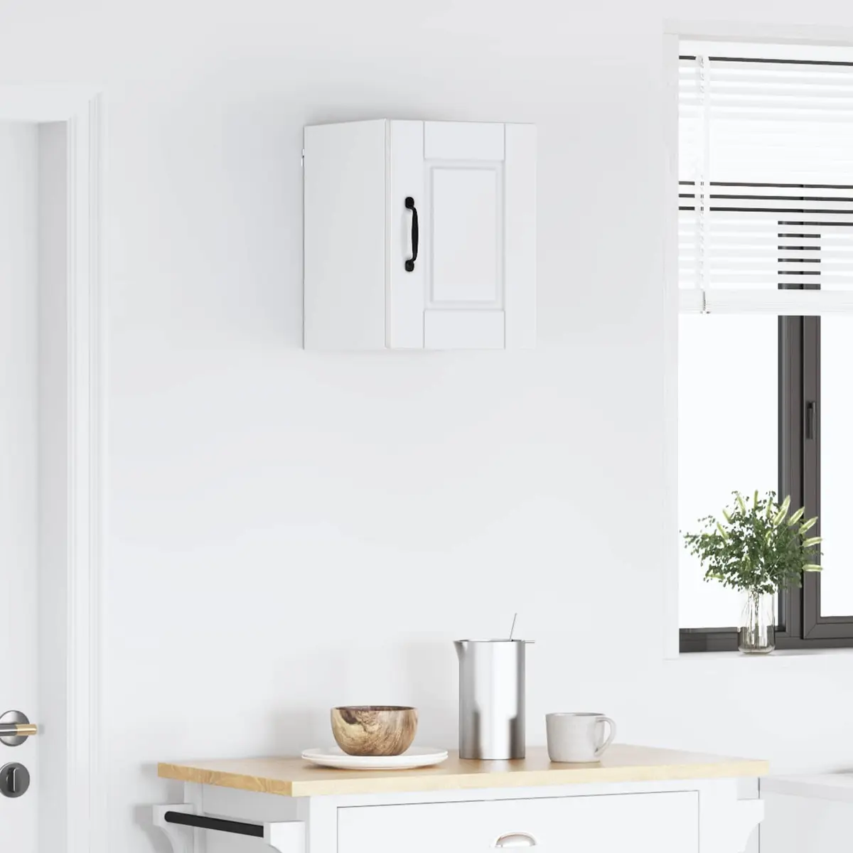 Wall Cabinet Kitchen Storage High Gloss White Shelves Compartments Modern Home