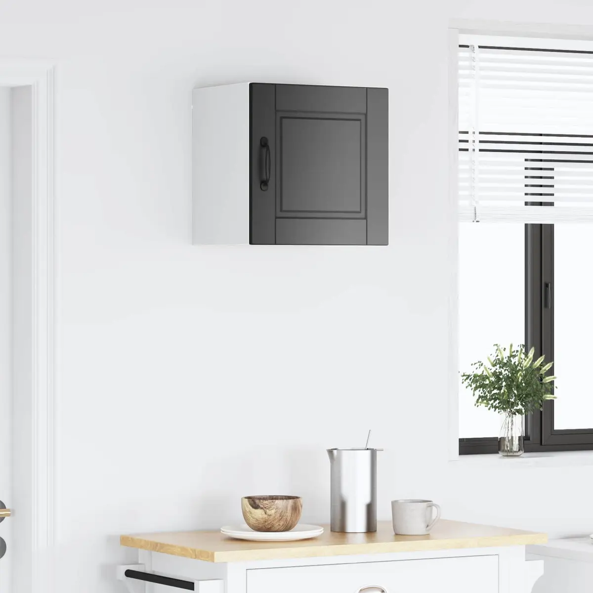 Wall Cabinet 40x31x40 cm Black Engineered Wood Vertical Storage with Shelves