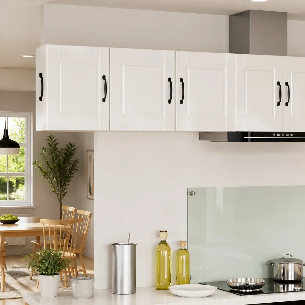 Wall Cabinet Kitchen Storage High Gloss White 40cm Shelves Compartments