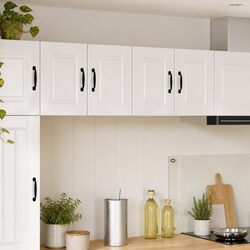 Wall Cabinet High Gloss White Kitchen Storage 60cm Engineered Wood Modern 2 Pack