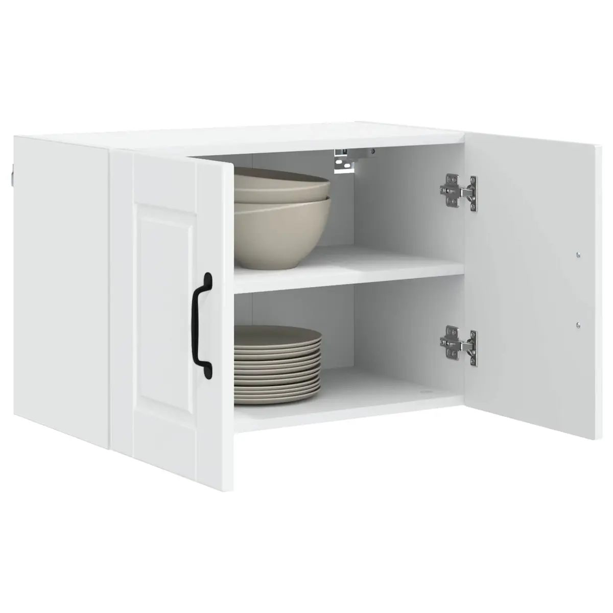 Wall Cabinet High Gloss White Kitchen Storage 60cm Engineered Wood Modern 2 Pack