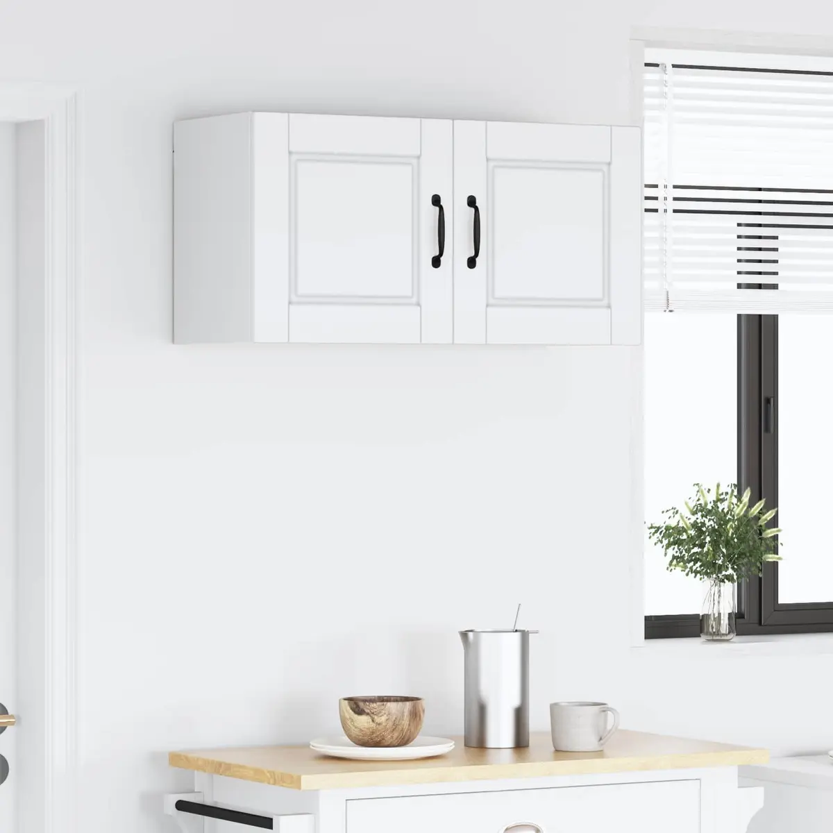 Wall Cabinet Kitchen Storage PORTO White 80x31x40cm Engineered Wood Shelves