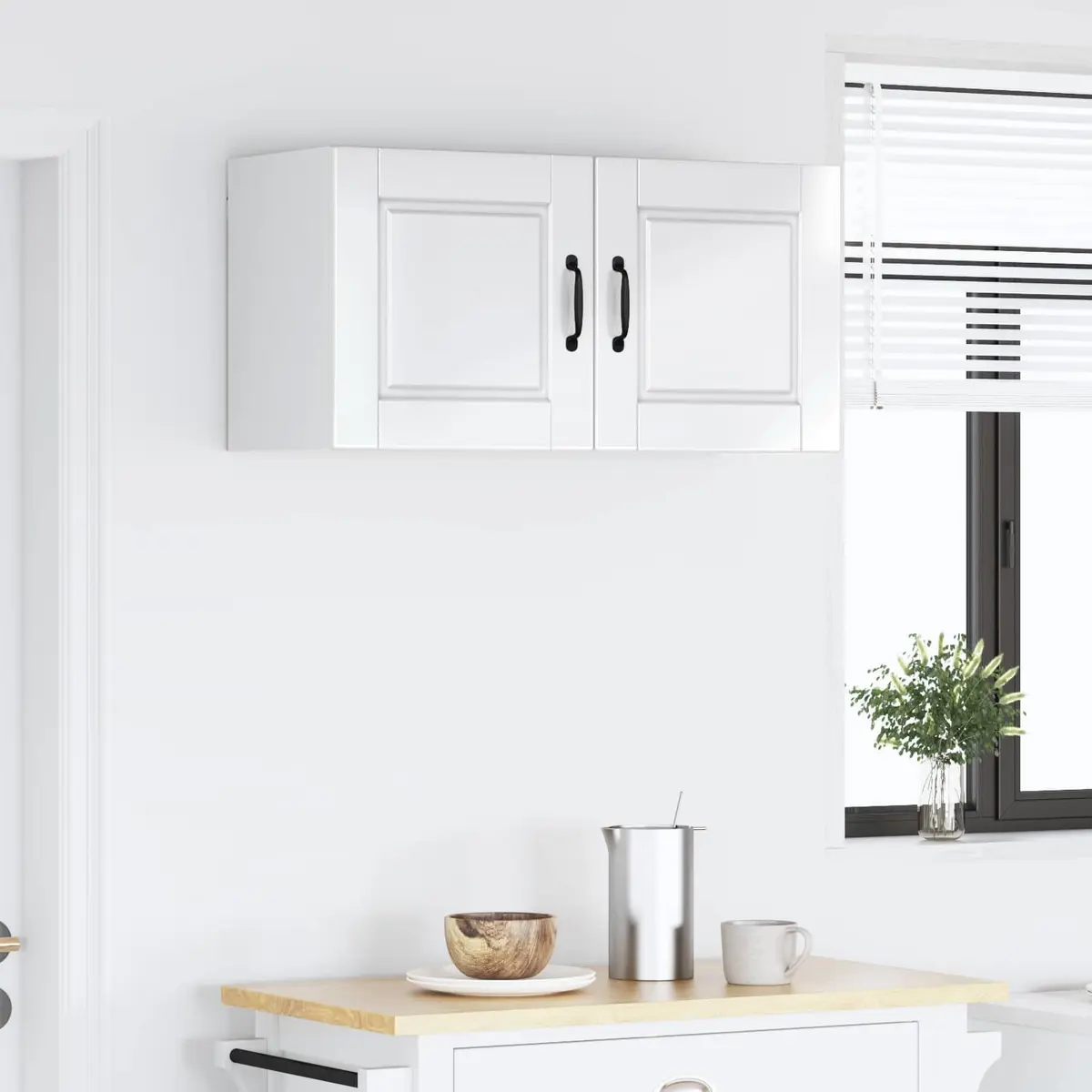 Wall Cabinet 80 x 31 x 40 cm High Gloss White Wall Mounted Kitchen Storage