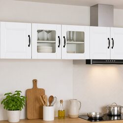 Wall Glass Cabinet Storage Unit Kitchen Organiser White 80x31x40cm Shelves