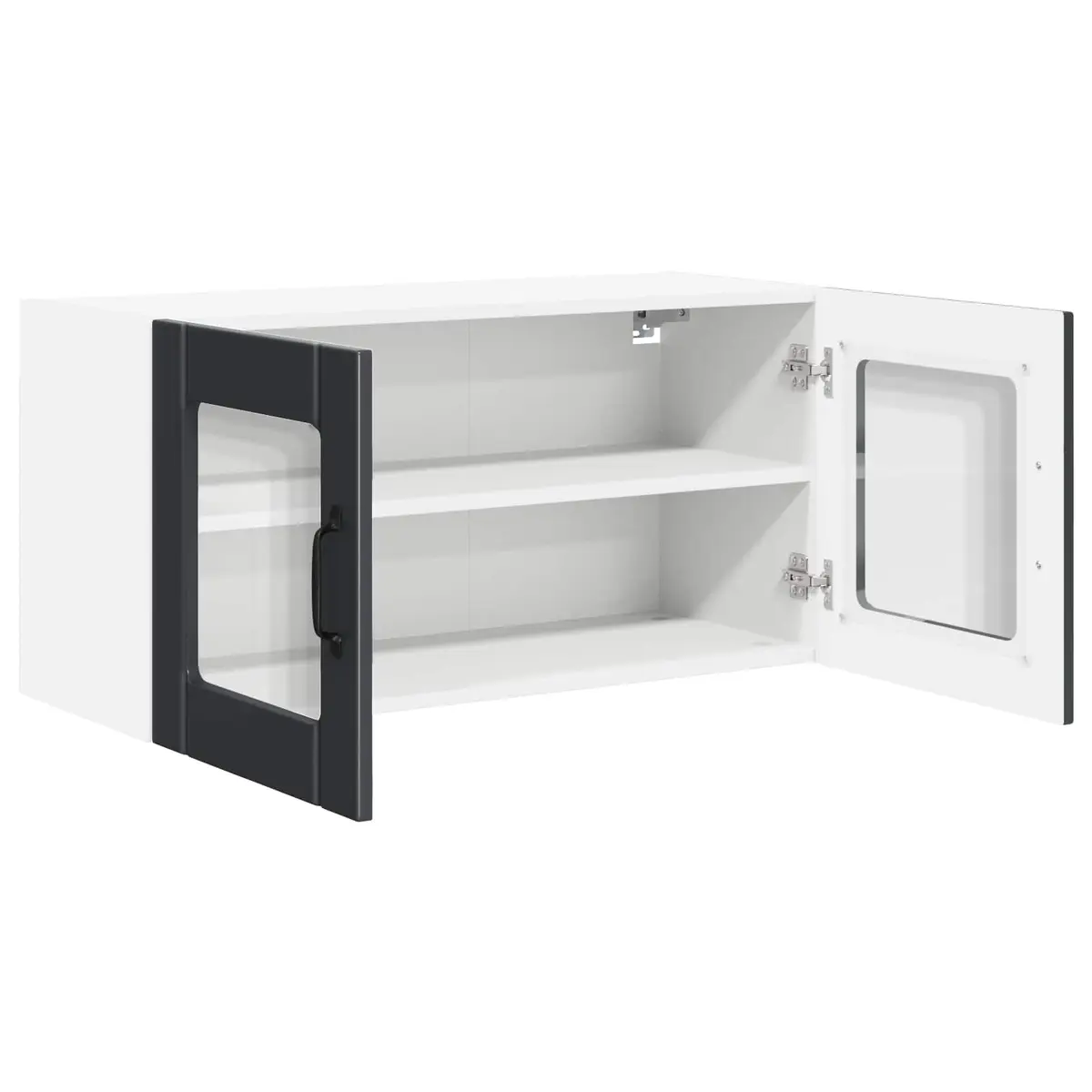Wall Glass Cabinet Black 80x31x40cm Modern Engineered Wood Kitchen Storage