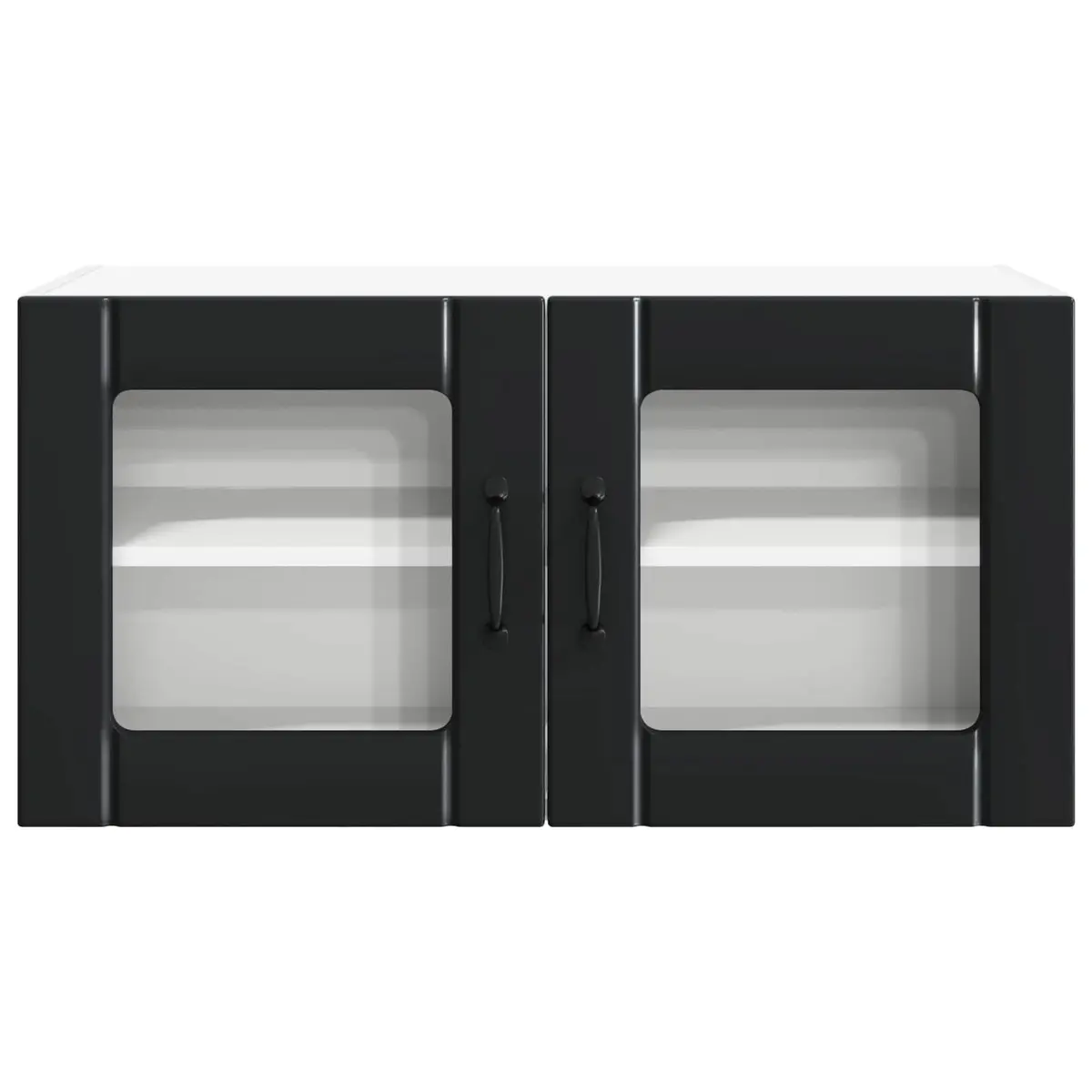 Wall Glass Cabinet Black 80x31x40cm Modern Engineered Wood Kitchen Storage