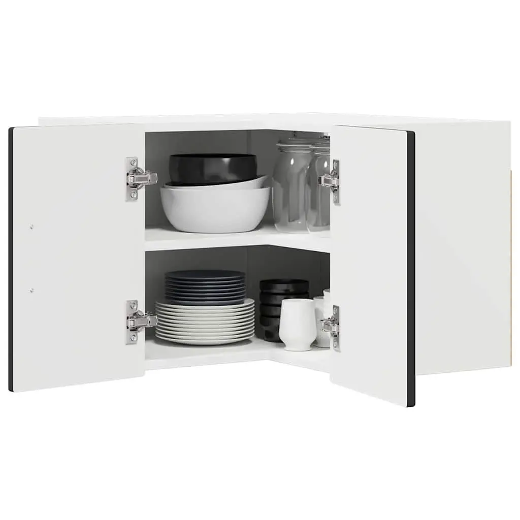 Wall Corner Kitchen Cabinet 57x57x40cm Black Engineered Wood Storage Shelves