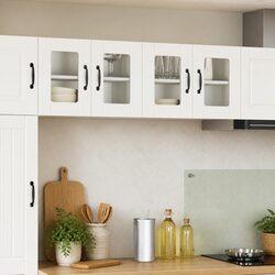 Stylish Kitchen Storage: White Wall Cabinets with Glass 60x31x40cm