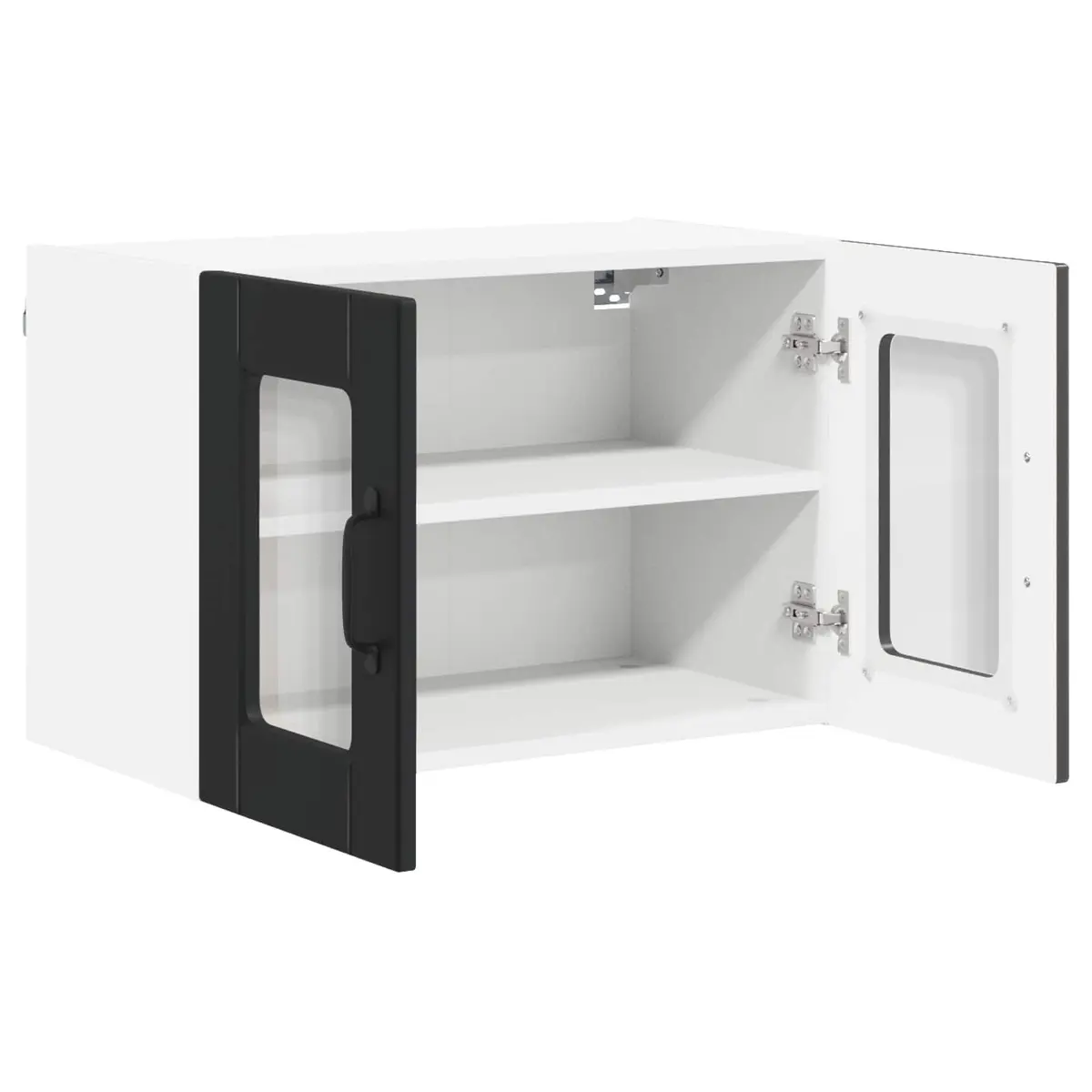 Wall Glass Cabinet 60 x 31 x 40 cm Black Wall-mounted Kitchen Storage 2 Piece Modern Shelving