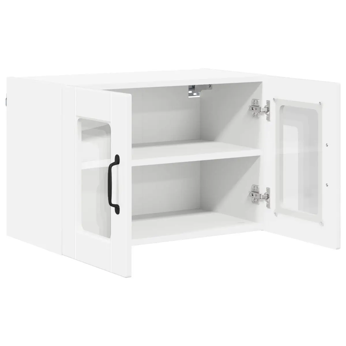 Wall Glass Cabinet 2 pcs High Gloss White Wall Mounted Kitchen Storage Cupboard