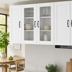 White PORTO Wall Glass Cabinet Enhances Kitchen Storage 40x31x80cm