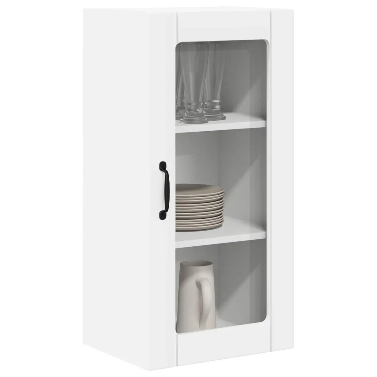 Wall Glass Cabinet 40 x 31 x 80 cm White Modern Kitchen Storage Set of 2