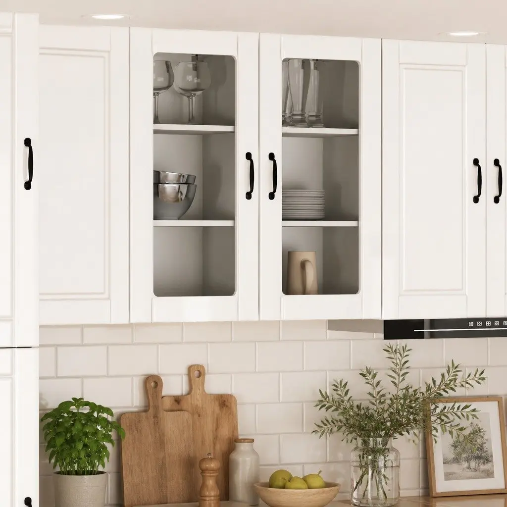 Wall-Mounted Kitchen Cabinet 2-Piece High Gloss White Organised Storage Shelving Unit